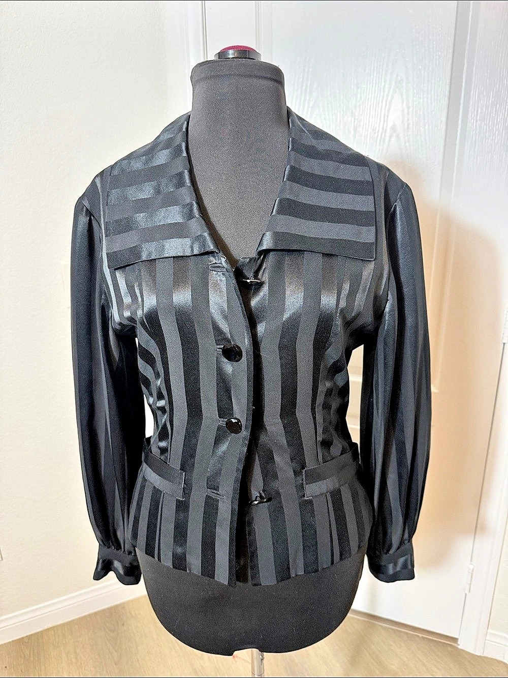 Vintage Helga Black Striped Blazer Size Small